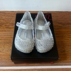 Mini Melissa campana glitter clear shoes, sz 6